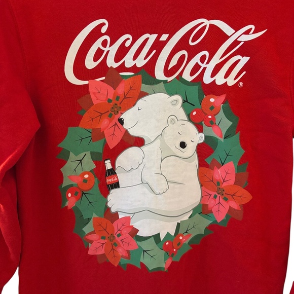 Coca-Cola Holiday Polar Bear Christmas Sweatshirt Red XS - Picture 3 of 8